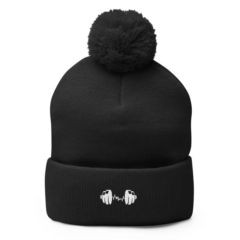 Women White Logo Pom Pom Knit Cap